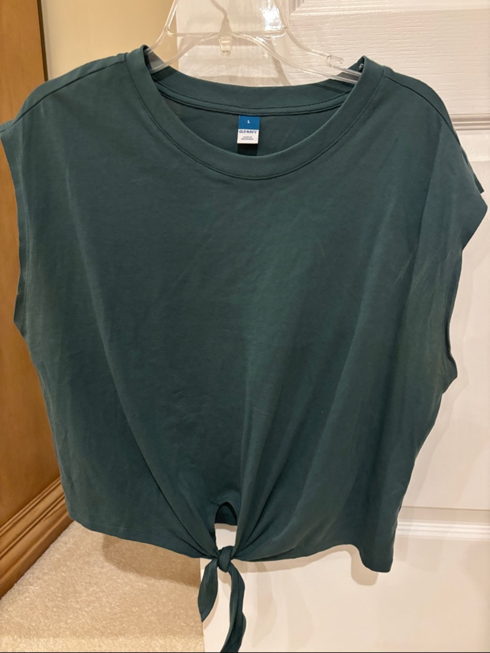Old Navy Deep Teal Tie-Front Crop Tank